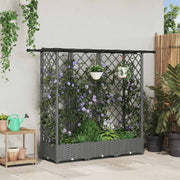 Verhoogd tuinbed met dak en trellis lichtgrijs PP 164x40x121 cm