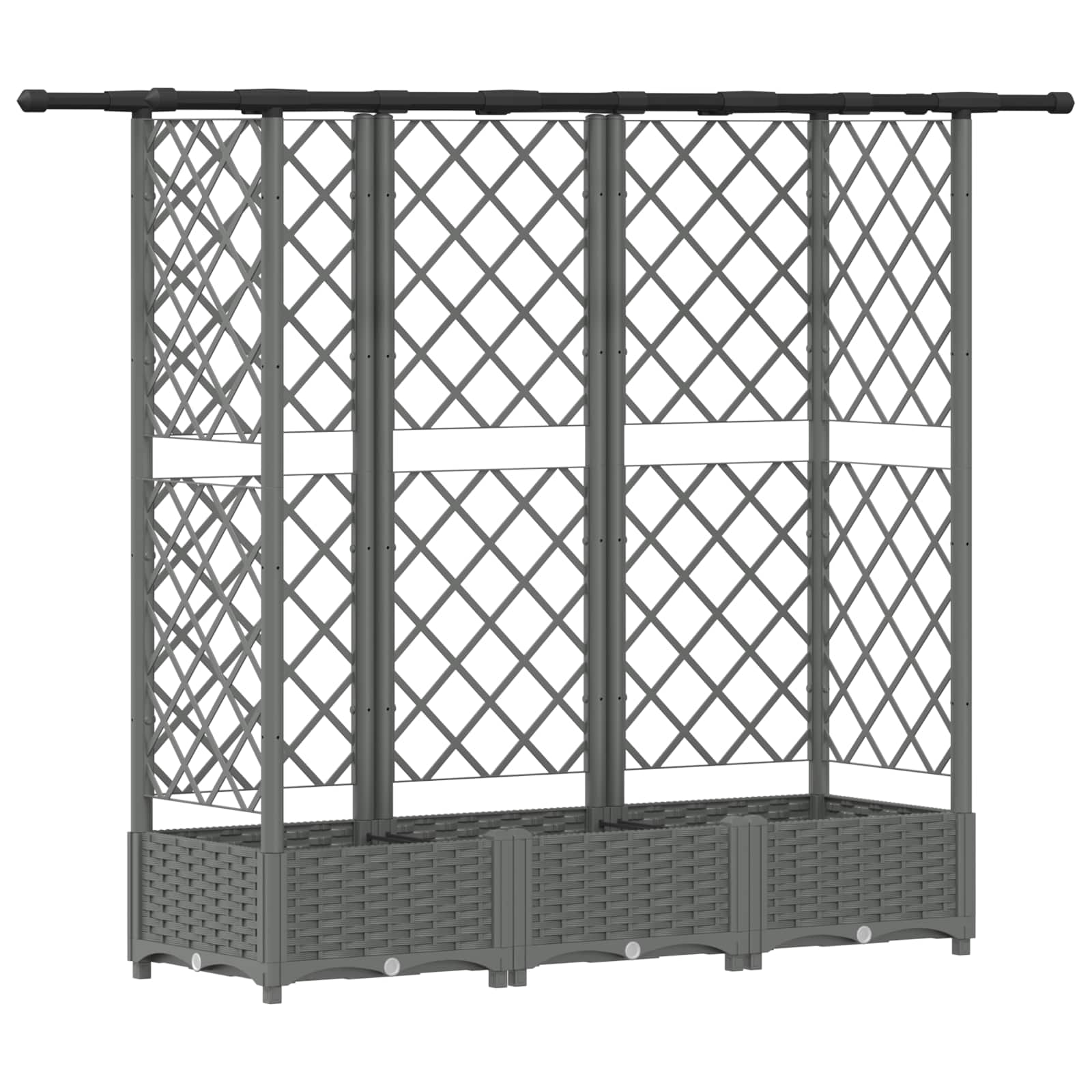 Verhoogd Bed met Trellis en Dak Lichtgrijs 164 x 40 x 121 cm PP