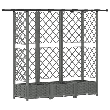 Verhoogd Bed met Trellis en Dak Lichtgrijs 164 x 40 x 121 cm PP