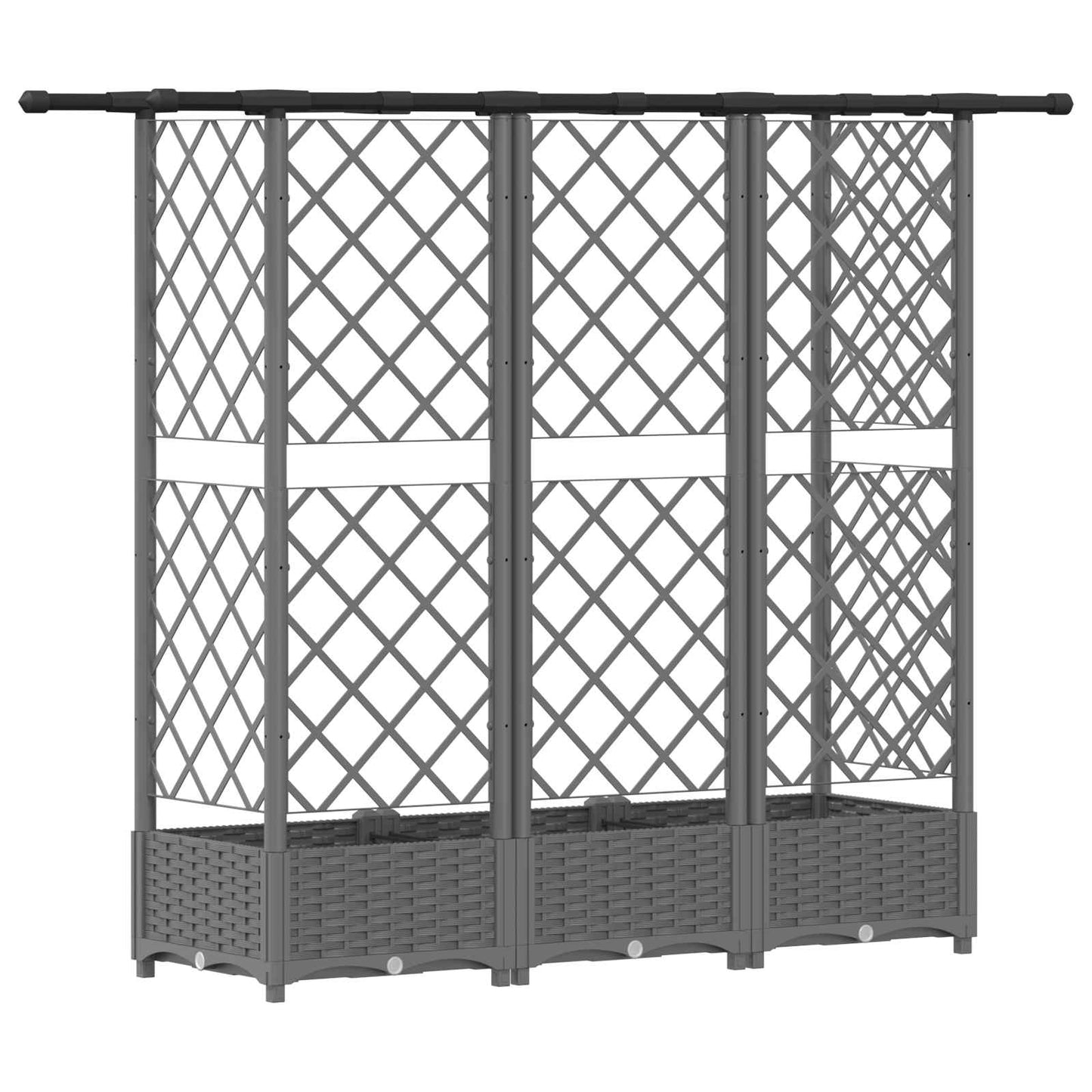 Verhoogd Bed met Trellis en Dak Lichtgrijs 164 x 40 x 121 cm PP