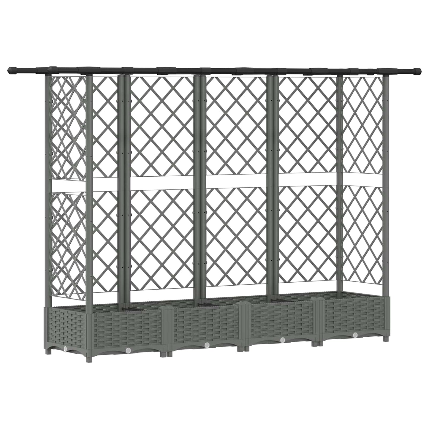 Verhoogd Bed met Trellis en Dak Lichtgrijs 202,5 x 40 x 121 cm