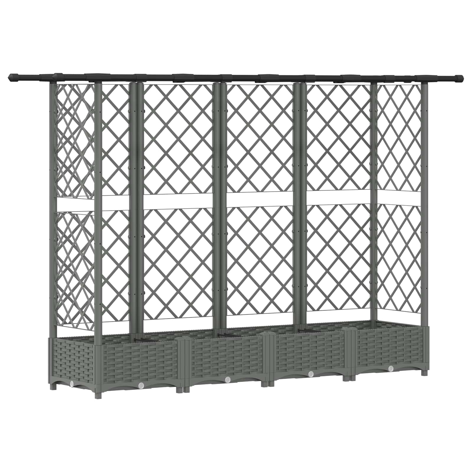 Verhoogd Bed met Trellis en Dak Lichtgrijs 202,5 x 40 x 121 cm