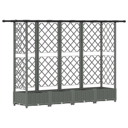 Verhoogd Bed met Trellis en Dak Lichtgrijs 202,5 x 40 x 121 cm