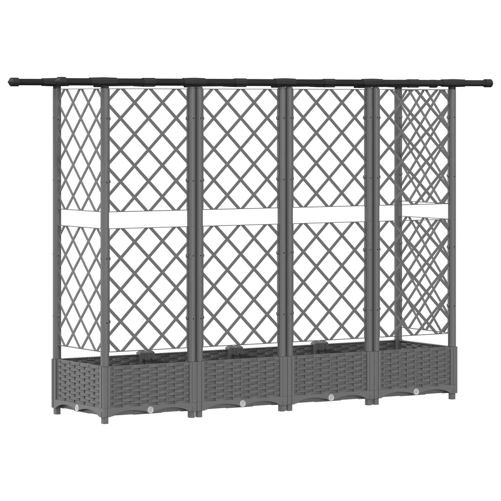 Verhoogd Bed met Trellis en Dak Lichtgrijs 202,5 x 40 x 121 cm