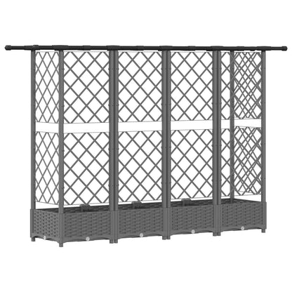 Verhoogd Bed met Trellis en Dak Lichtgrijs 202,5 x 40 x 121 cm