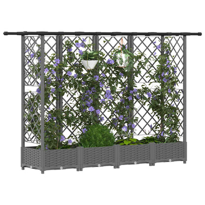 Verhoogd Bed met Trellis en Dak Lichtgrijs 202,5 x 40 x 121 cm