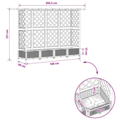 Verhoogd Bed met Trellis en Dak Lichtgrijs 202,5 x 40 x 121 cm