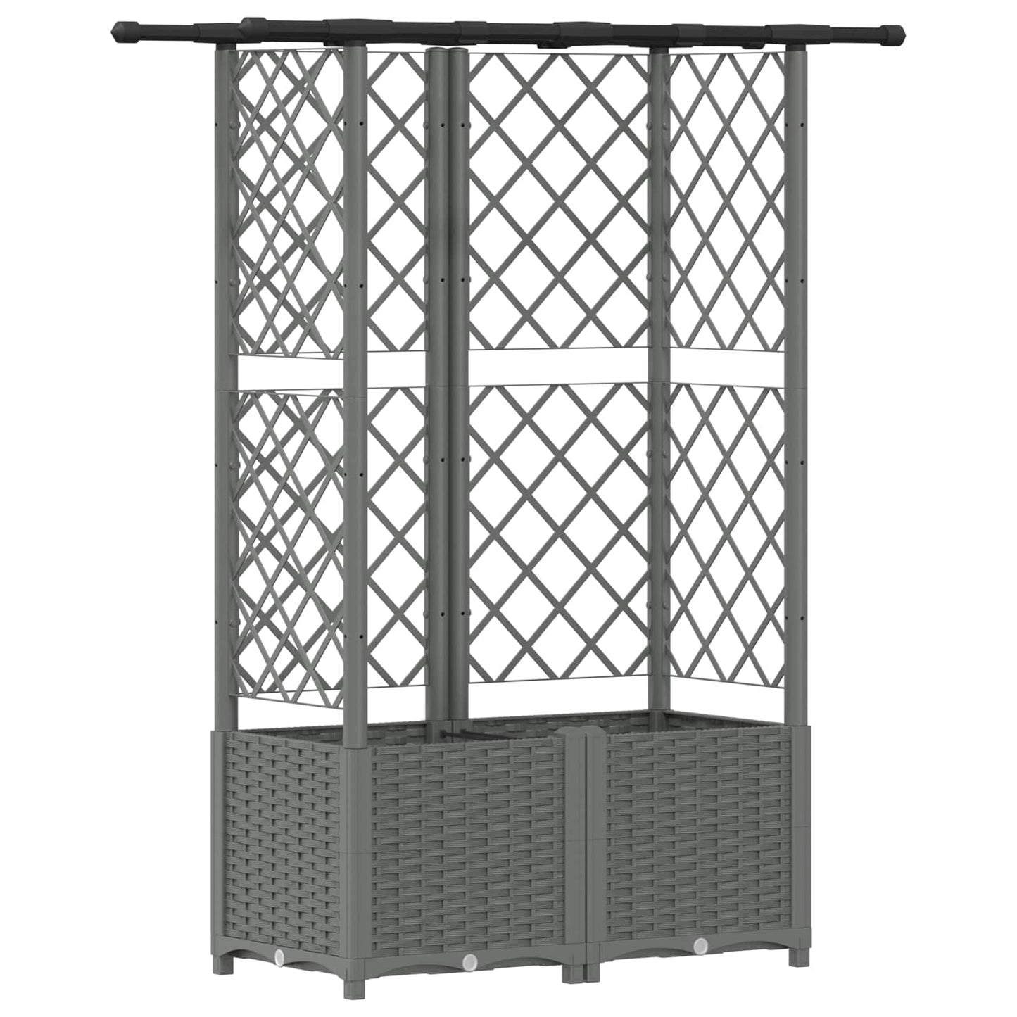 Verhoogd Bed met Trellis en Dak Lichtgrijs 124 x 40 x 136 cm PP