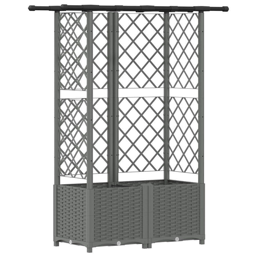 Verhoogd Bed met Trellis en Dak Lichtgrijs 124 x 40 x 136 cm PP