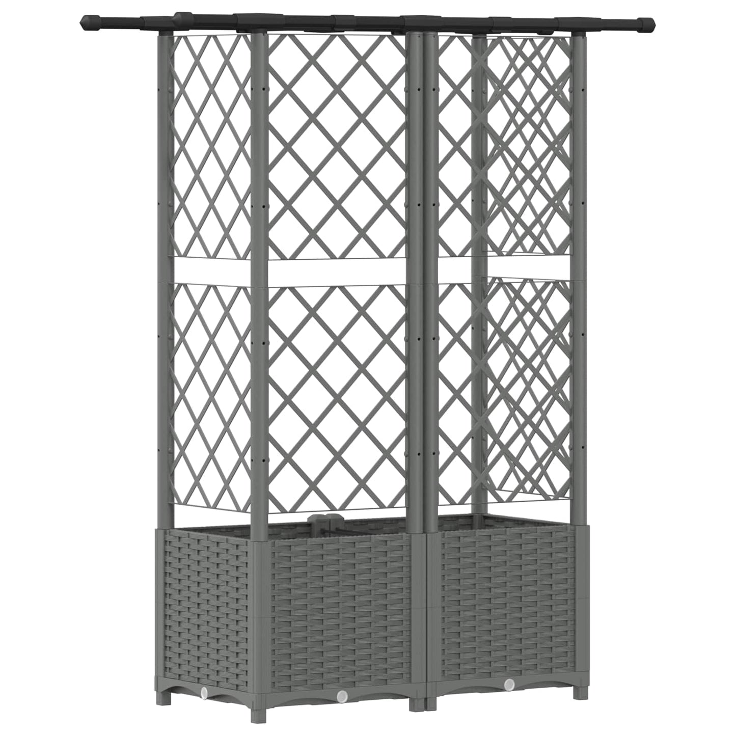 Verhoogd Bed met Trellis en Dak Lichtgrijs 124 x 40 x 136 cm PP