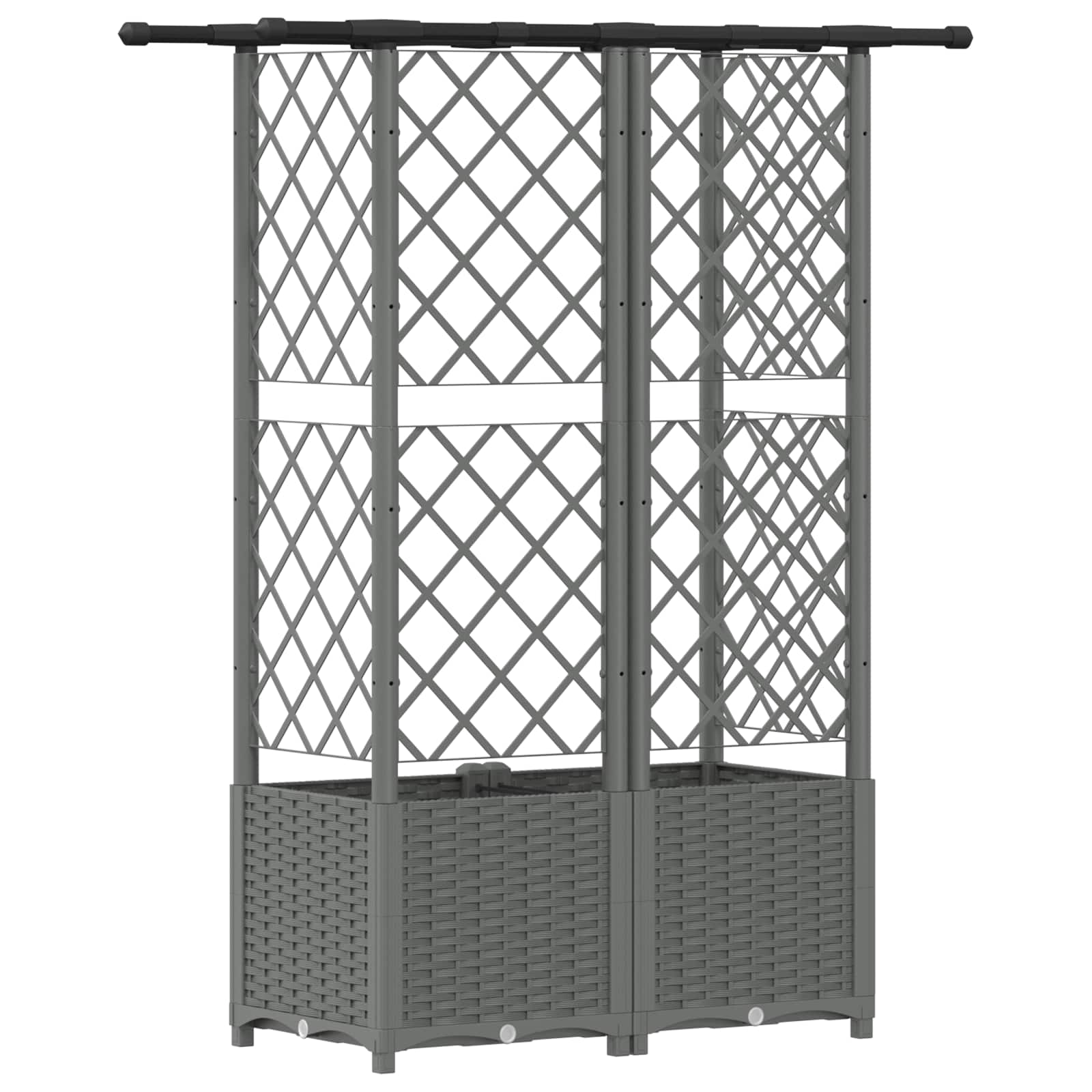 Verhoogd Bed met Trellis en Dak Lichtgrijs 124 x 40 x 136 cm PP