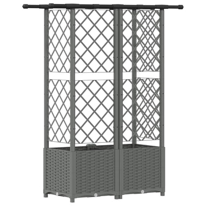 Verhoogd Bed met Trellis en Dak Lichtgrijs 124 x 40 x 136 cm PP