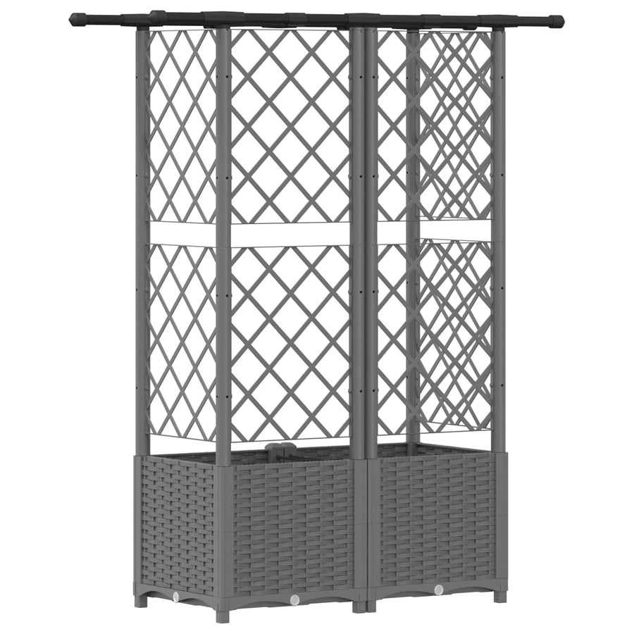 Verhoogd Bed met Trellis en Dak Lichtgrijs 124 x 40 x 136 cm PP
