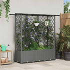 Verhoogd tuinbed met trellis en dak 163,5x40x136 cm lichtgrijs