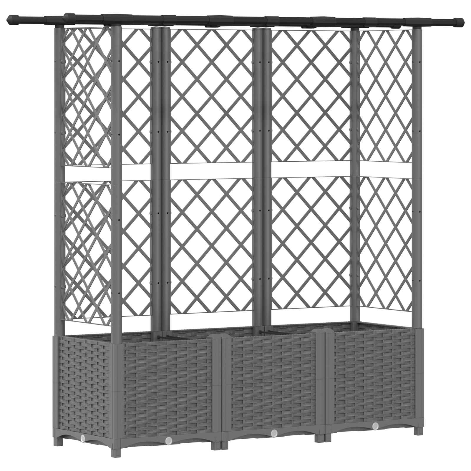 Verhoogd Bed met Trellis en Dak Lichtgrijs 163,5 x 40 x 136 cm