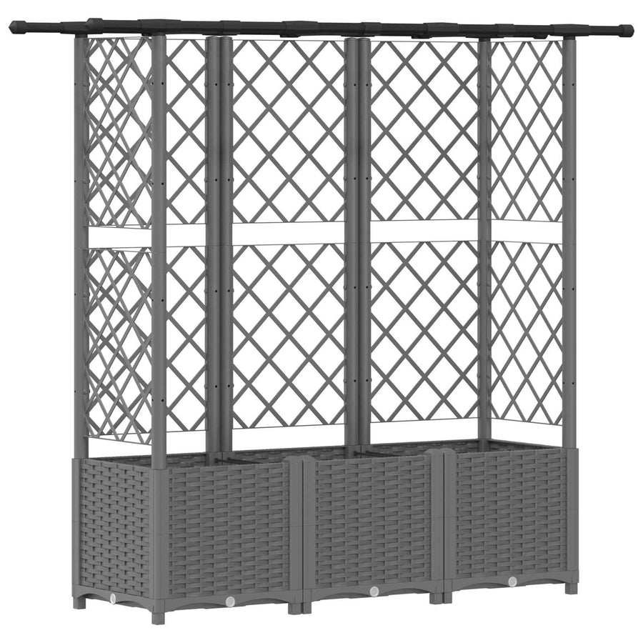 Verhoogd Bed met Trellis en Dak Lichtgrijs 163,5 x 40 x 136 cm