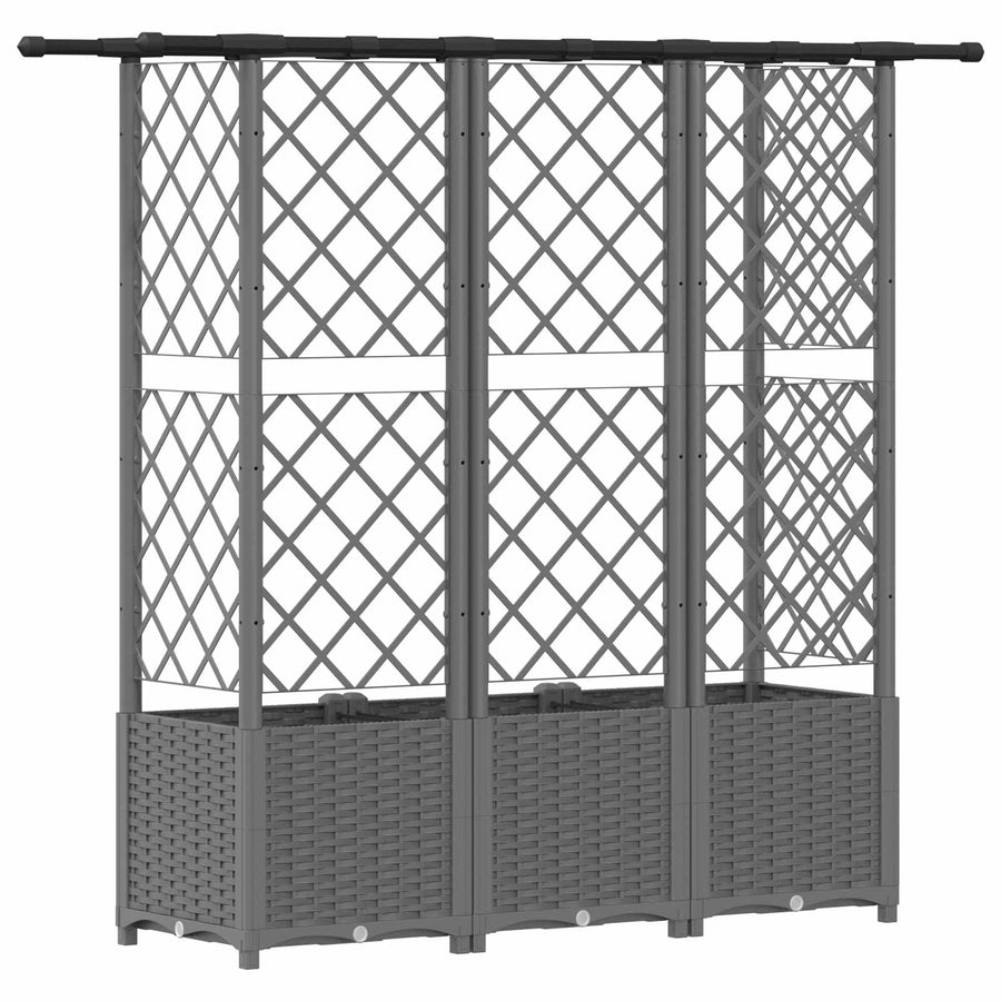 Verhoogd Bed met Trellis en Dak Lichtgrijs 163,5 x 40 x 136 cm