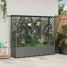 Verhoogd Bed met Trellis en Dak Lichtgrijs 202 x 40 x 136 cm PP