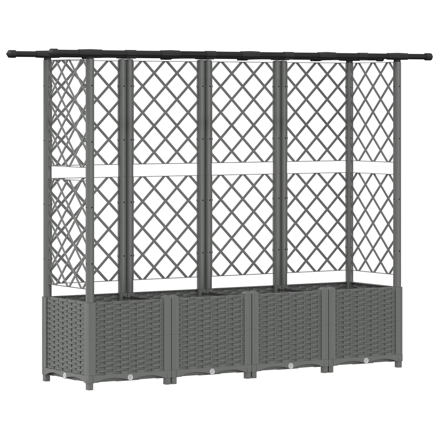 Verhoogd Bed met Trellis en Dak Lichtgrijs 202 x 40 x 136 cm PP