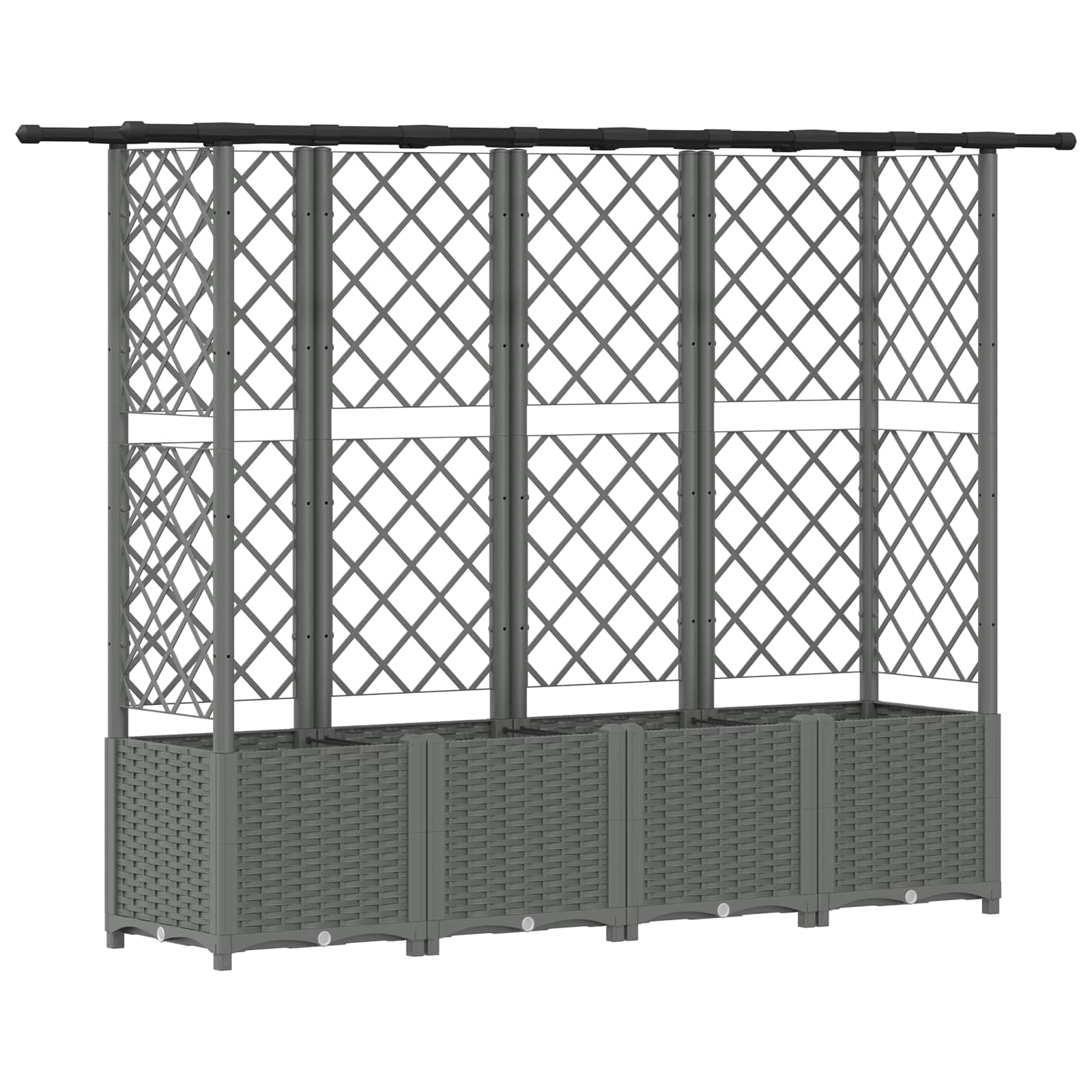 Verhoogd Bed met Trellis en Dak Lichtgrijs 202 x 40 x 136 cm PP