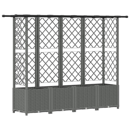 Verhoogd Bed met Trellis en Dak Lichtgrijs 202 x 40 x 136 cm PP