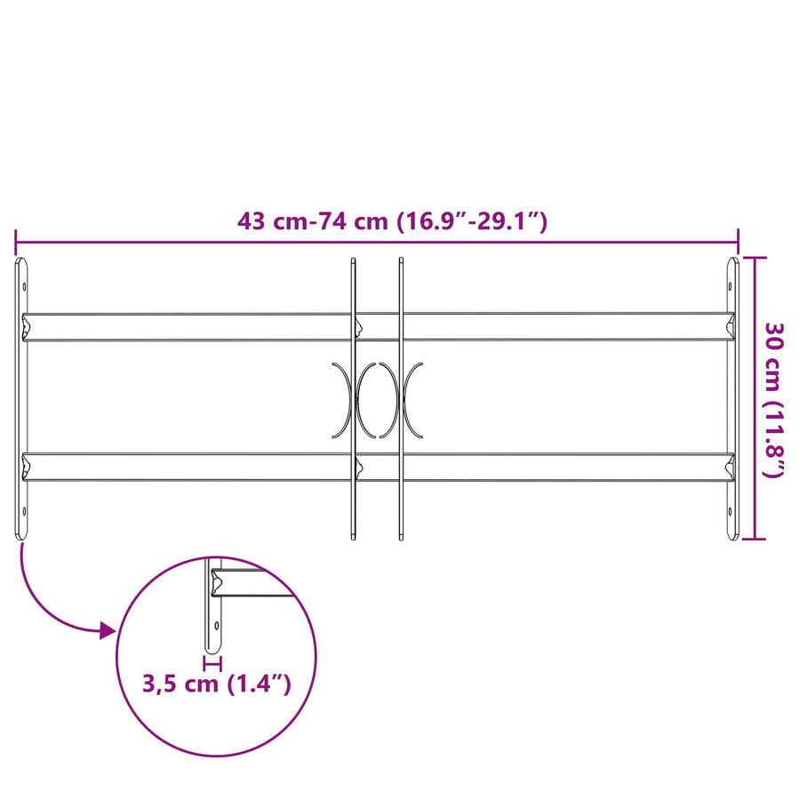 Beveiligingsrooster voor ramen met 2 kruisregels 3 pcs