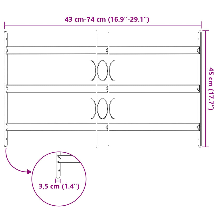 Beveiligingsrooster voor ramen met 3 kruislijsten 3 pcs