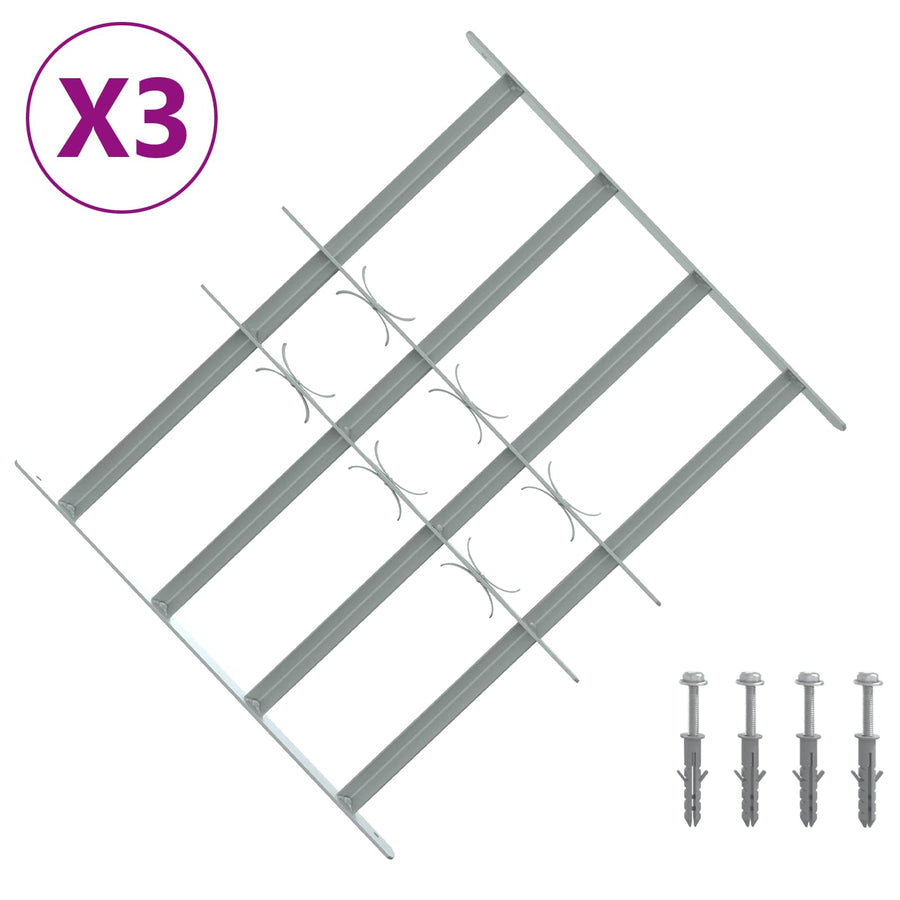 Beveiligingsrooster voor ramen met 4 kruisbalken 3 pcs