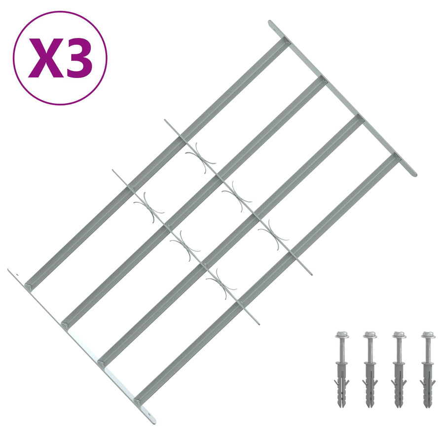 Beveiligingsrooster voor ramen met 4 kruisbalken 3 pcs