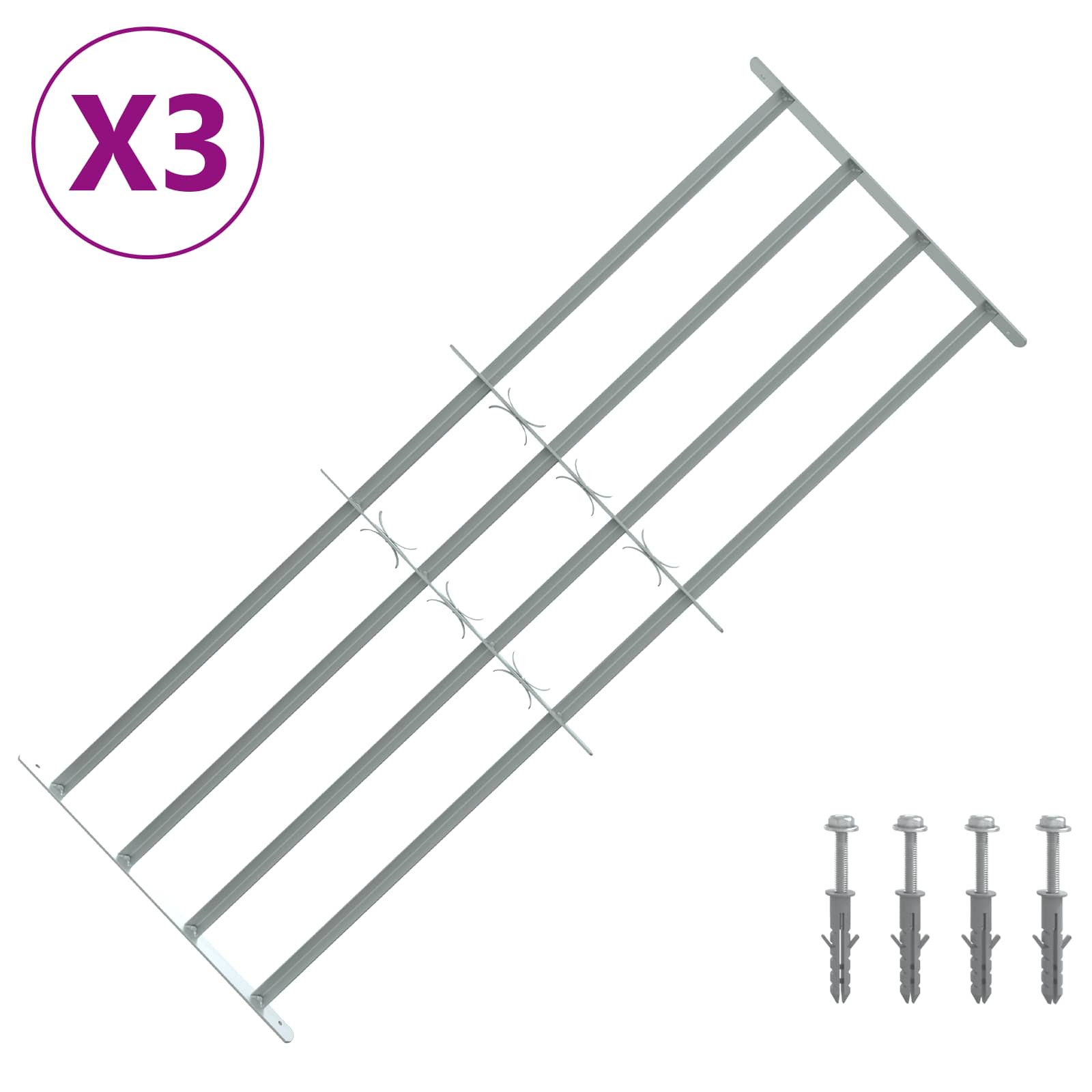 Beveiligingsrooster voor ramen met 4 kruisbalken 3 pcs