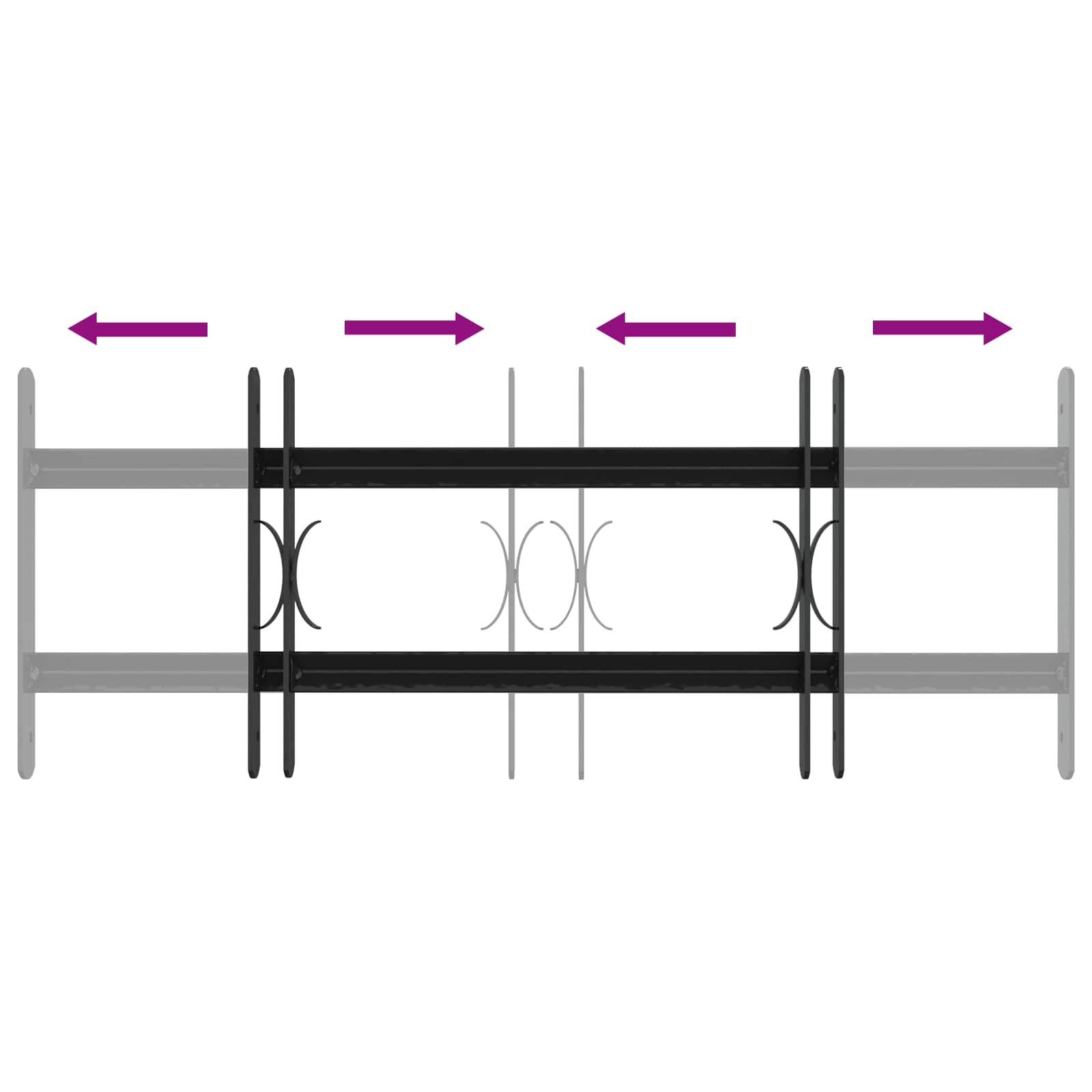 Beveiligingsrooster voor ramen met 2 kruisregels 3 pcs 43-74 cm