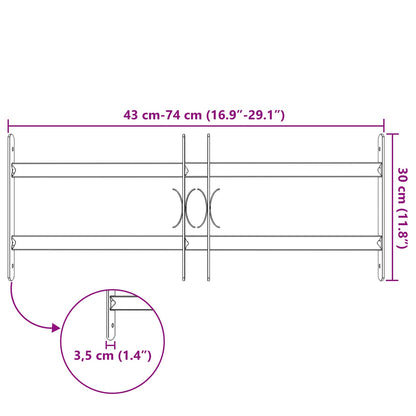 Beveiligingsrooster voor ramen met 2 kruisregels 3 pcs 43-74 cm
