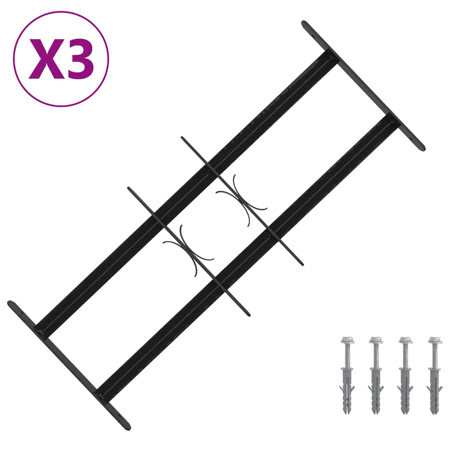 Beveiligingsrooster voor ramen met 2 kruisregels 3 pcs 43-74 cm
