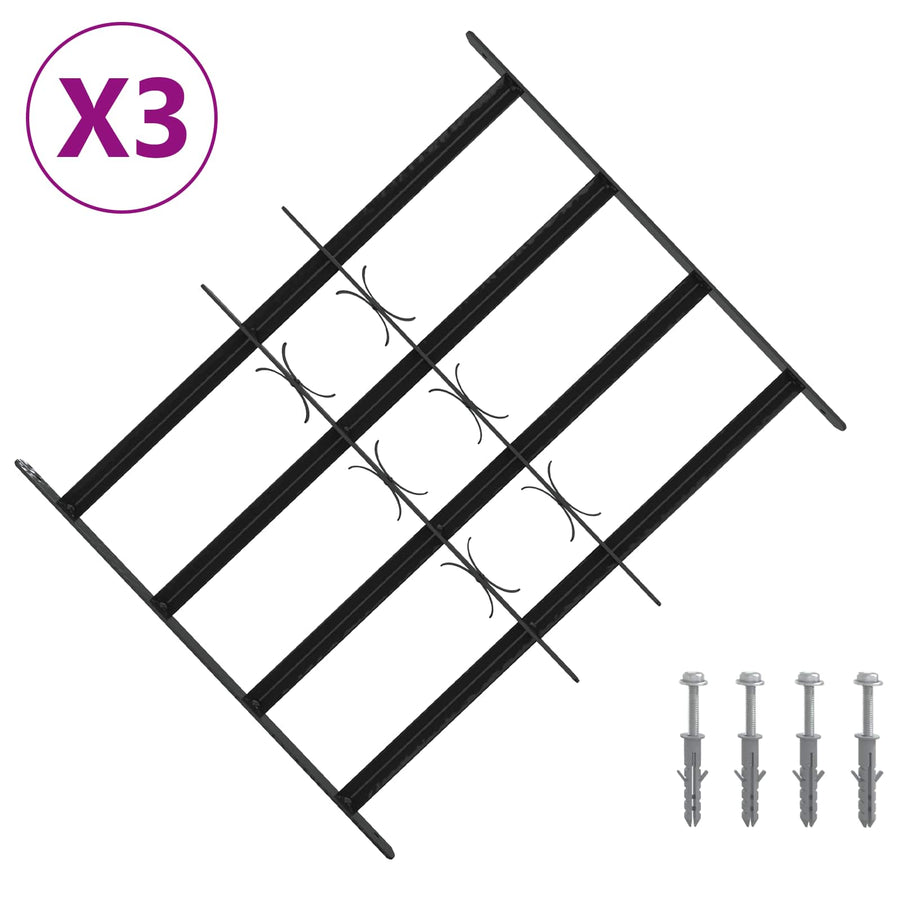 Beveiligingsrooster voor ramen met 4 kruisbalken 3 pcs 43-74 cm