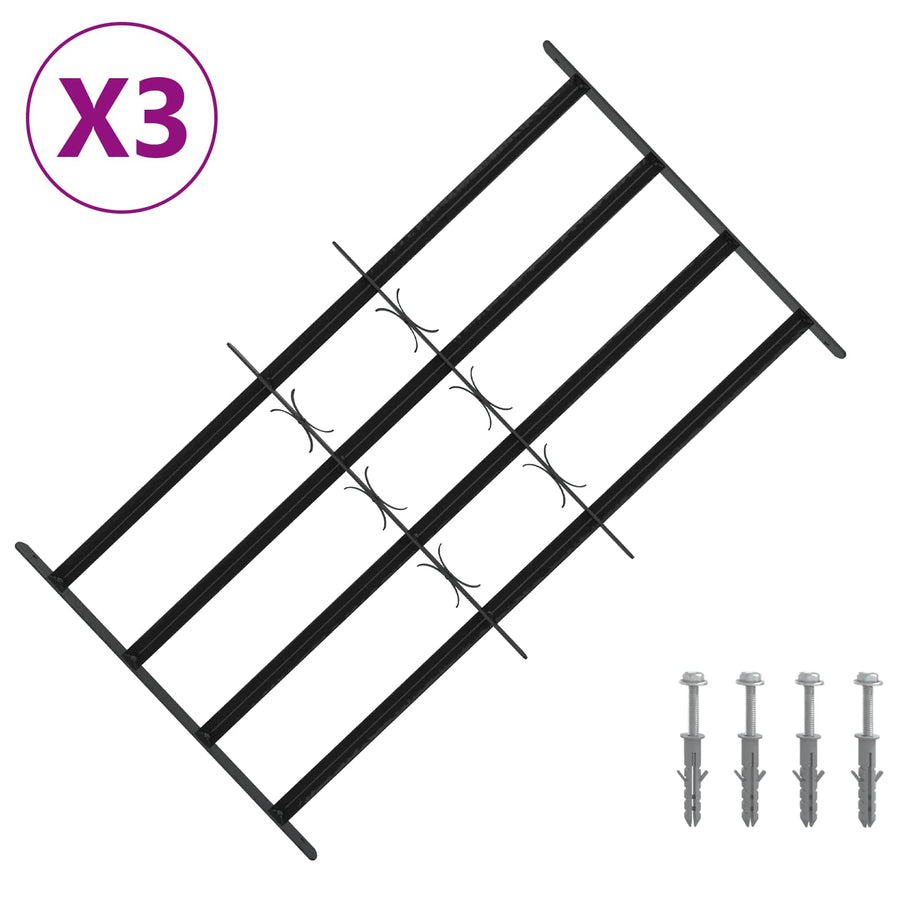 Beveiligingsrooster voor ramen met 4 kruisbalken 3 pcs