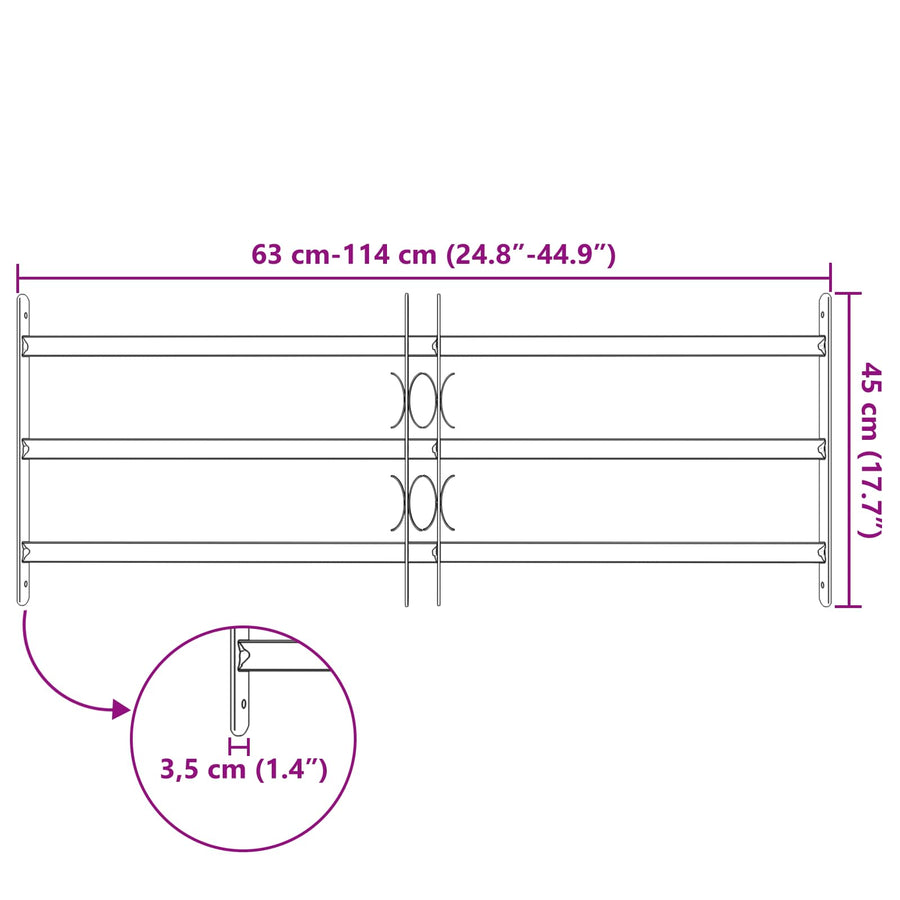 Beveiligingsrooster voor ramen met 4 kruisbalken 3 pcs
