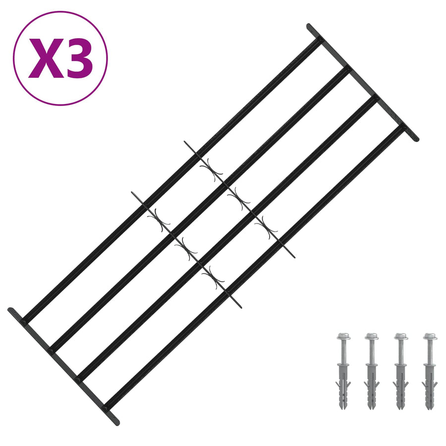 Beveiligingsrooster voor ramen met 4 kruisbalken 3 pcs