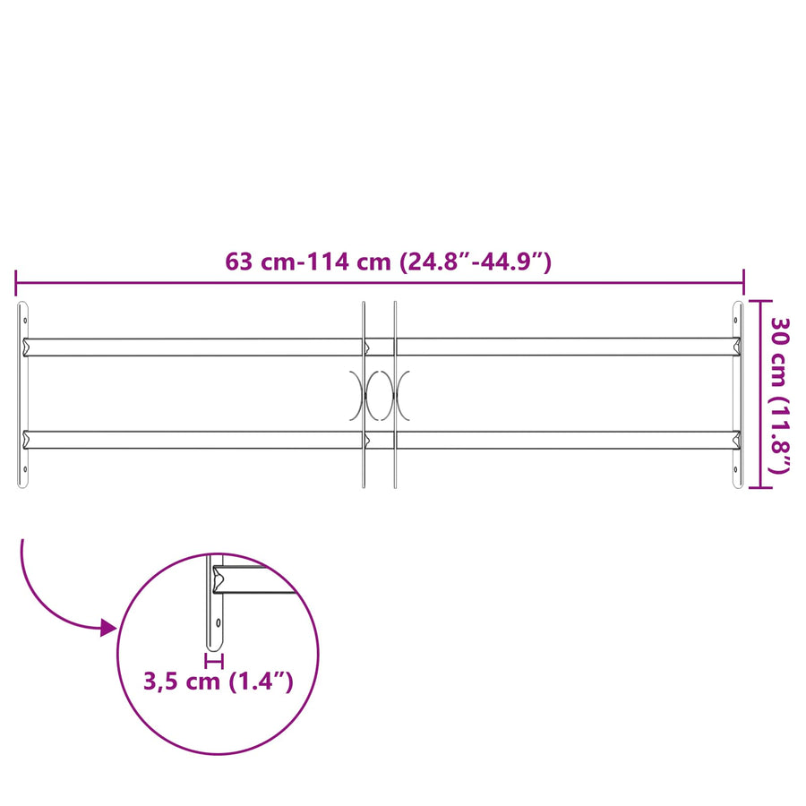 Beveiligingsrooster voor ramen met 2 kruisregels 63-114 cm