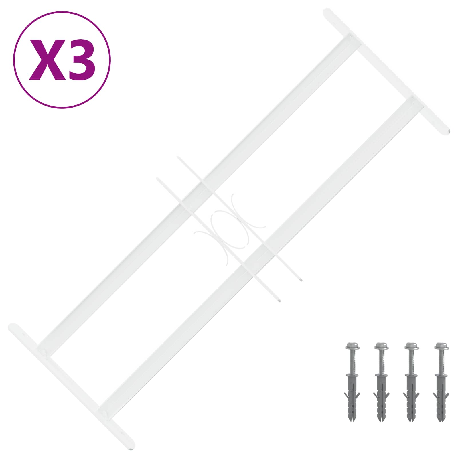 Beveiligingsrooster voor ramen met 2 kruisregels 3 pcs 43-74 cm