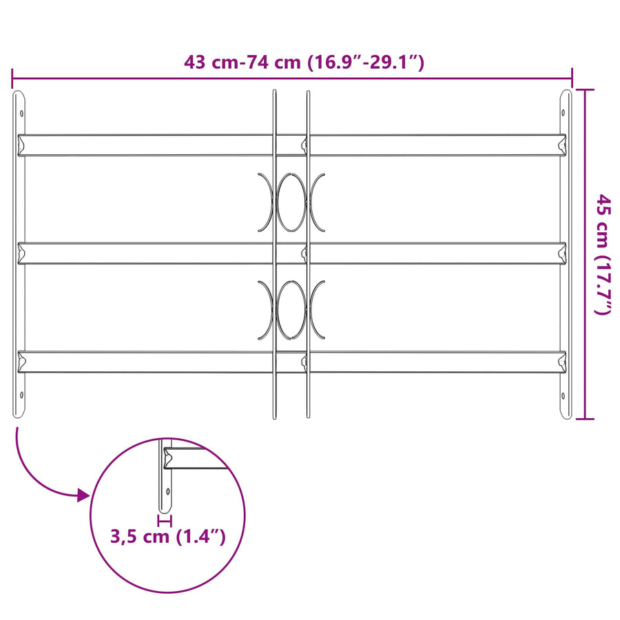 Beveiligingsrooster voor ramen met 3 kruislijsten 3 pcs