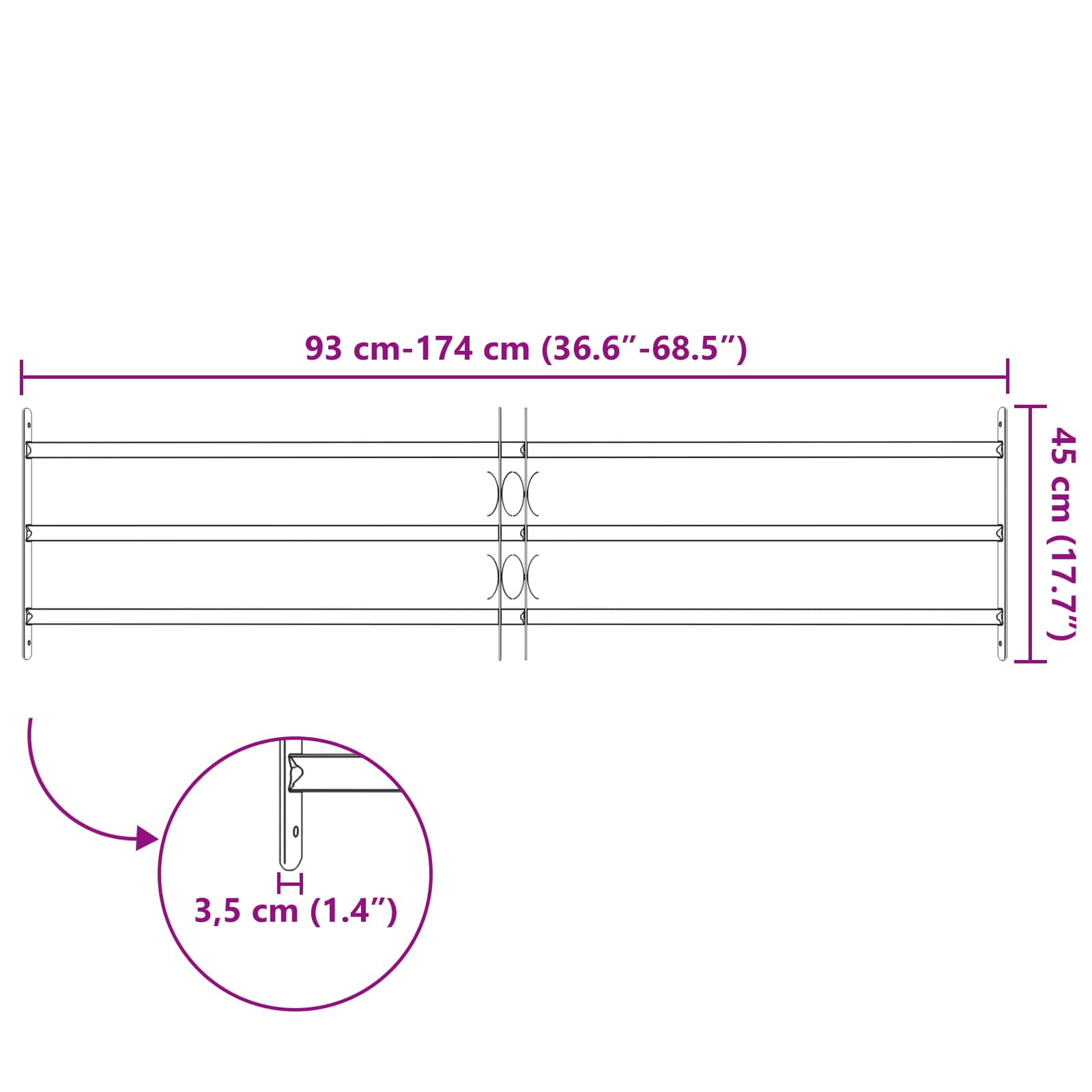 Beveiligingsrooster voor ramen met 3 kruislijsten 3 pcs