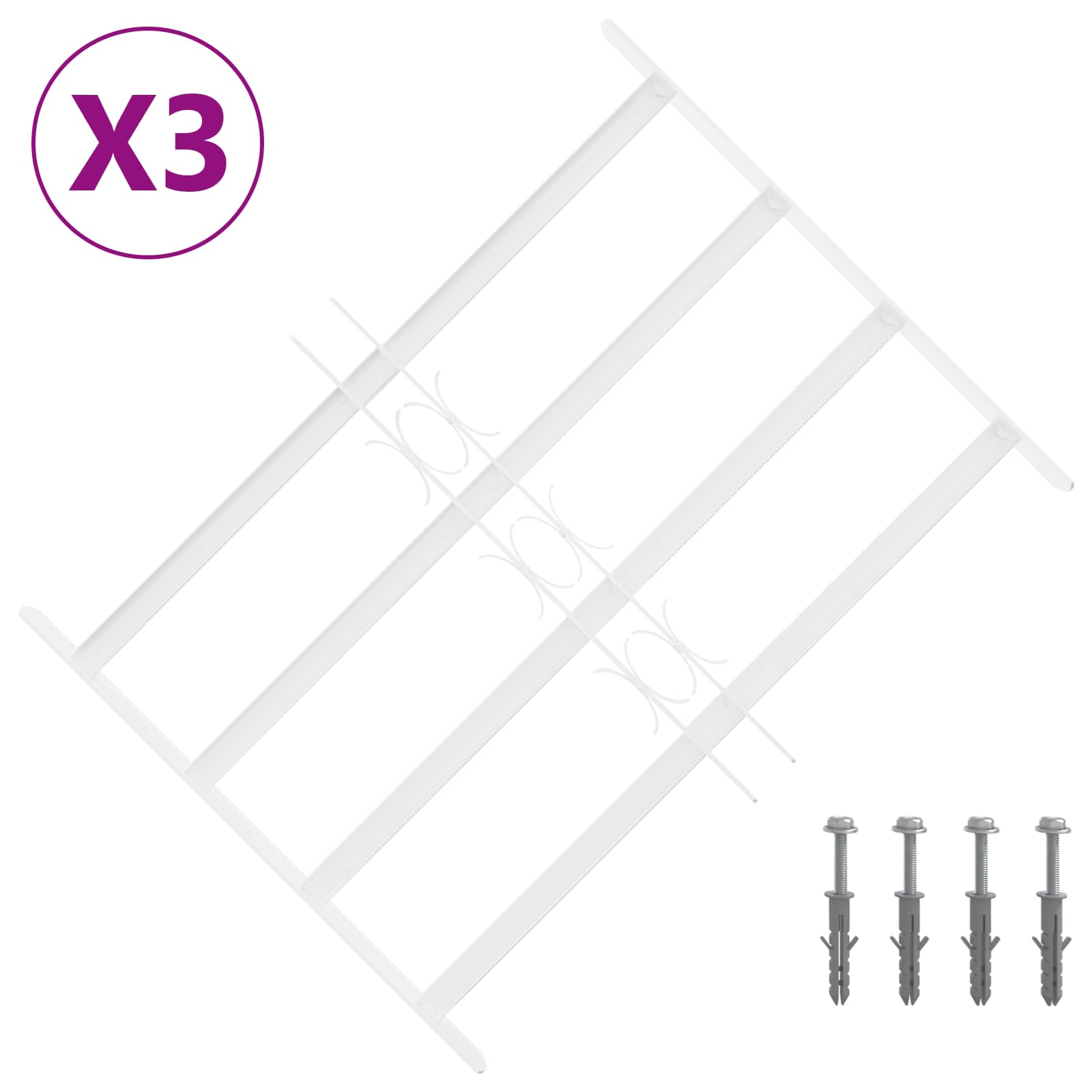 Beveiligingsrooster voor ramen met 4 kruisbalken 3 pcs 43-74 cm