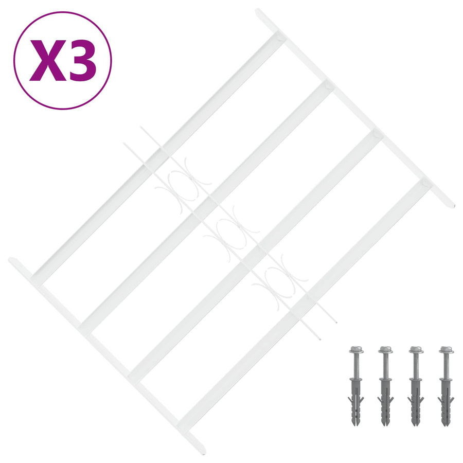 Beveiligingsrooster voor ramen met 4 kruisbalken 3 pcs 43-74 cm