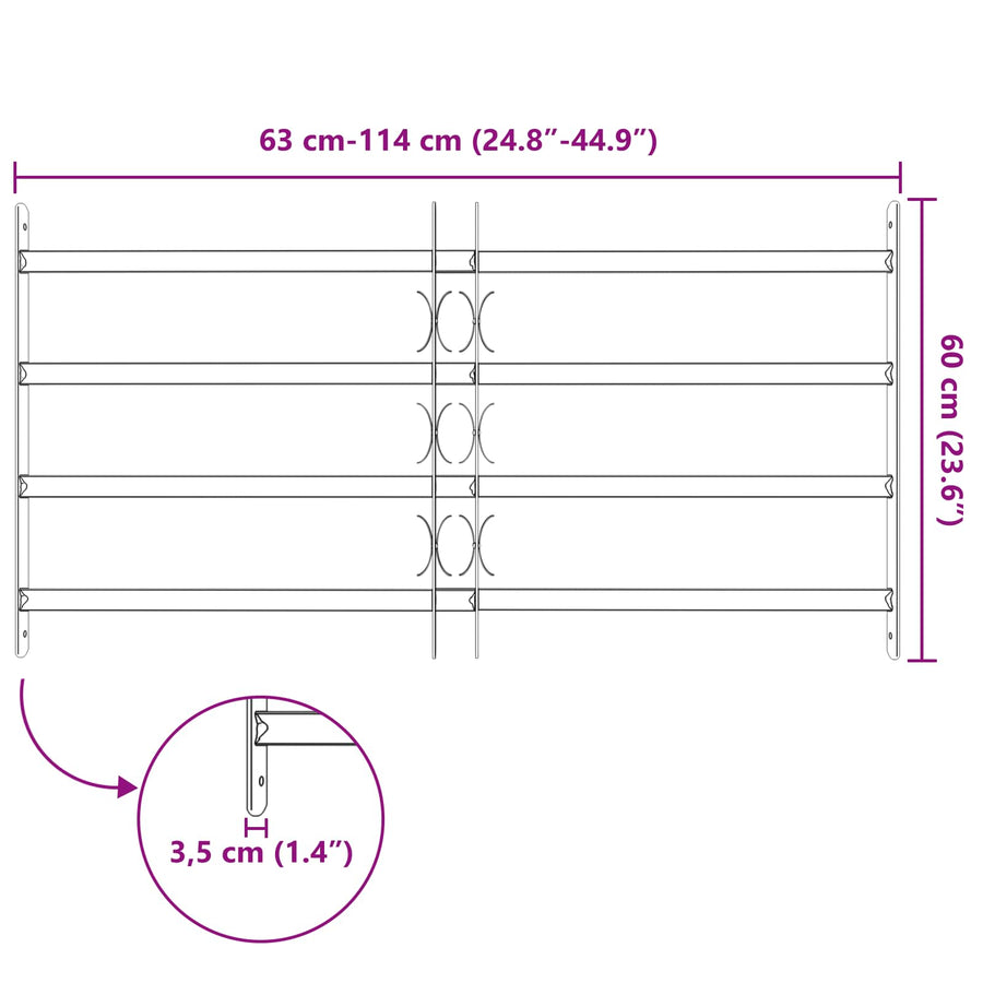 Beveiligingsrooster voor ramen met 4 kruisbalken 3 pcs