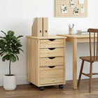 Rolling Cabinet with Wheels Brown 34 x 39 x 56 cm Solid Pine Wood