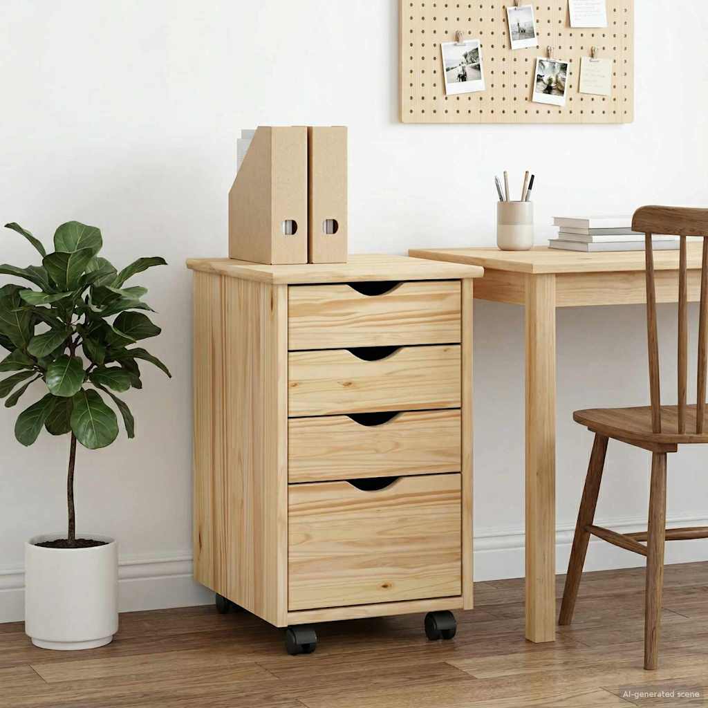 Rolling Kast met wiel Bruin 34 x 39 x 56 cm Massief grenenhout