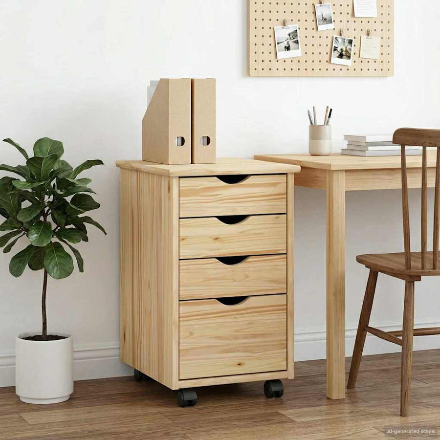 Rolling Kast met wiel Bruin 34 x 39 x 56 cm Massief grenenhout