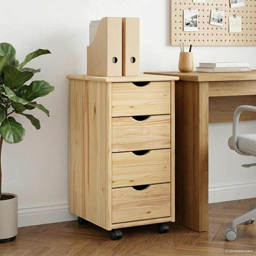 Rolling Kast met wiel Bruin 65,5 x 34 x 39 cm Massief Vurenhout
