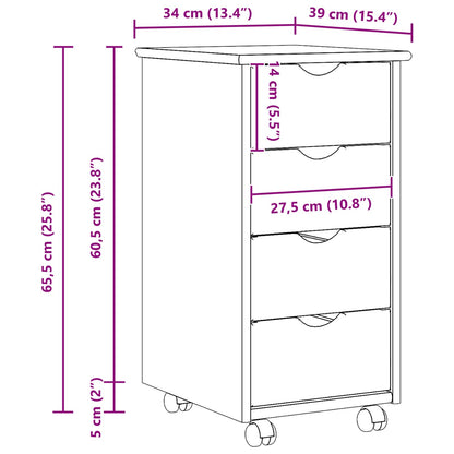 Rolling Kast met wiel Bruin 65,5 x 34 x 39 cm Massief Vurenhout