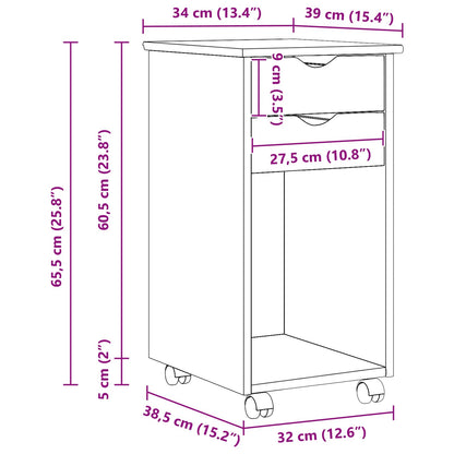 Rolling Kast Bruin 34 x 39 x 65,5 cm Massief grenenhout